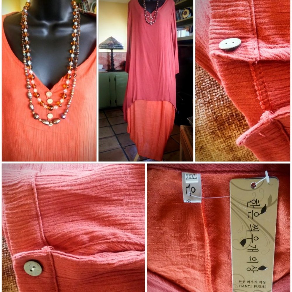 Pretty❤HANYI FUSHI❤Long Red BOHO Flowy Dress NWT